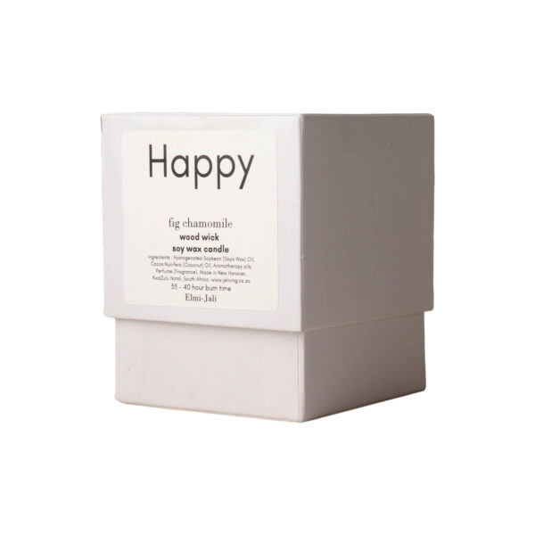 Elmi-Jali wood wick soy wax candle in a gift box