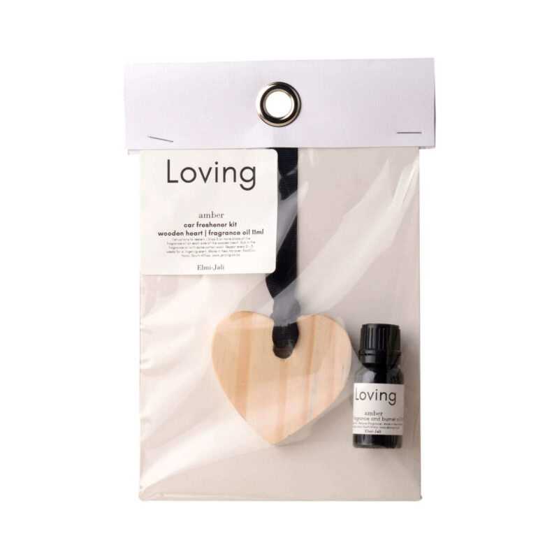 Elmi-Jali wooden heart car freshener kit and fragrance oil 11ml