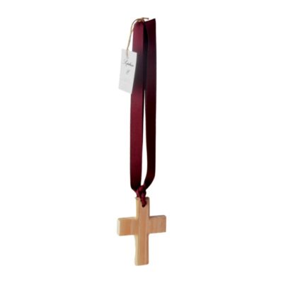 Sophia E wooden scented cross on ribbon 125mm x 90mm