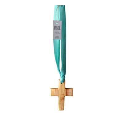 Deluxe scented wooden cross on ribbon 125mm x 90mm