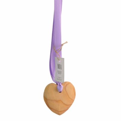 Deluxe wooden scented heart on ribbon 10cm