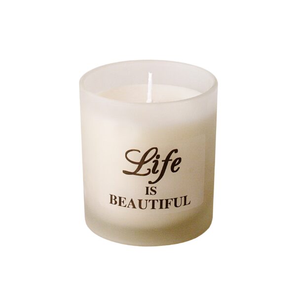 Aroma glass candle in a gift box with a ENGLISH QUOTES