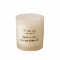 Aroma glass candle in a gift box with a AFRIKAANS QUOTE